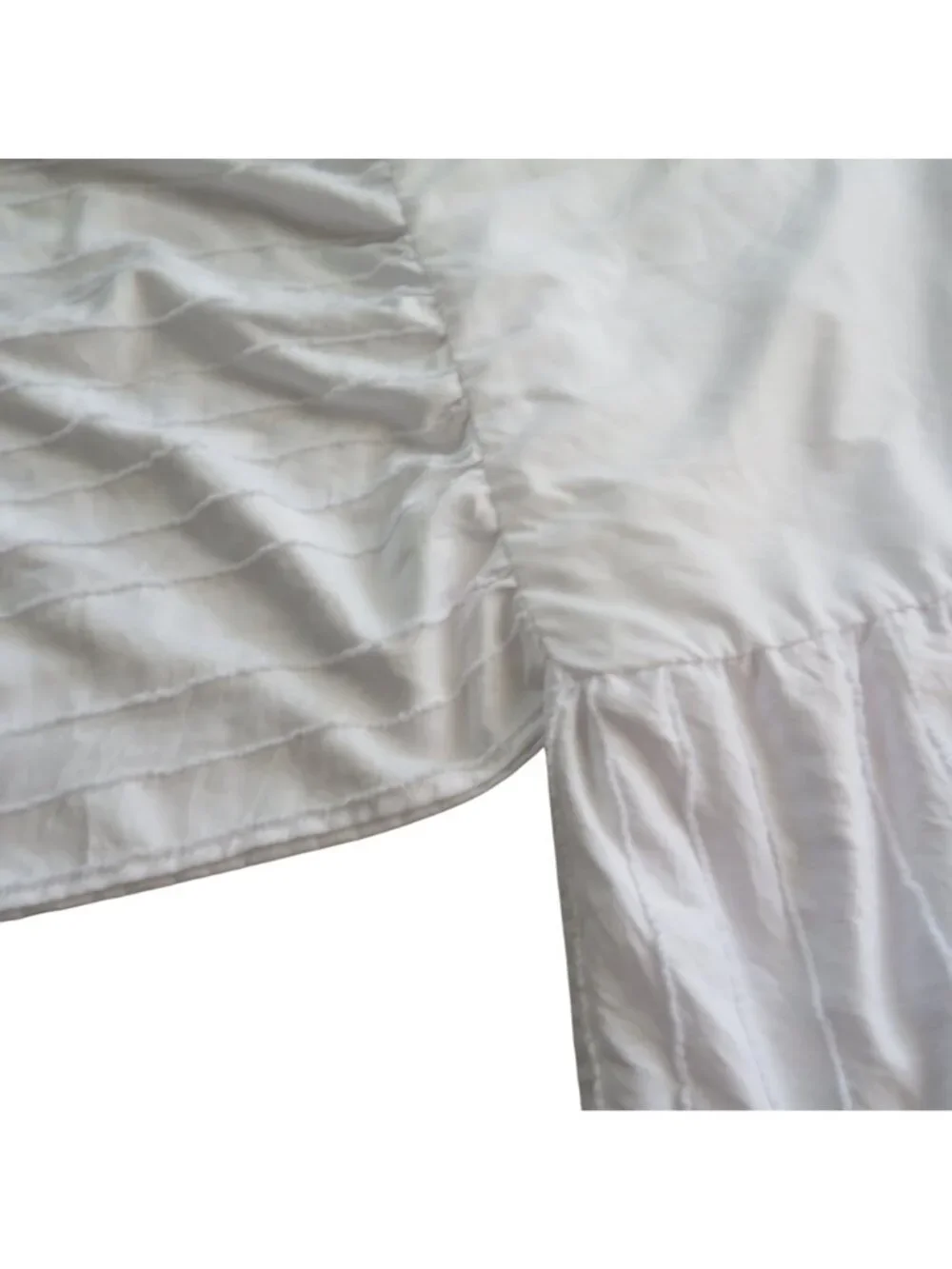 White Full Size Bed Skirt Vertical Textured Chenille Pin Stripe Fabric 18
